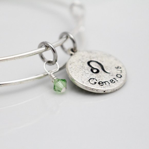 August Leo Adjustable Charm Bangle - Handmade Zodiac Bracelet - Picture 12 of 12